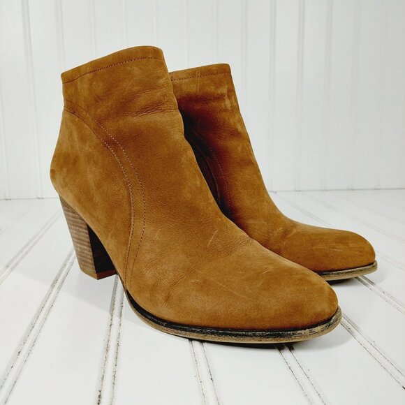 Franco Sarto Disco Ankle Boots Heels Leather Brown H703 - Picture 4 of 13